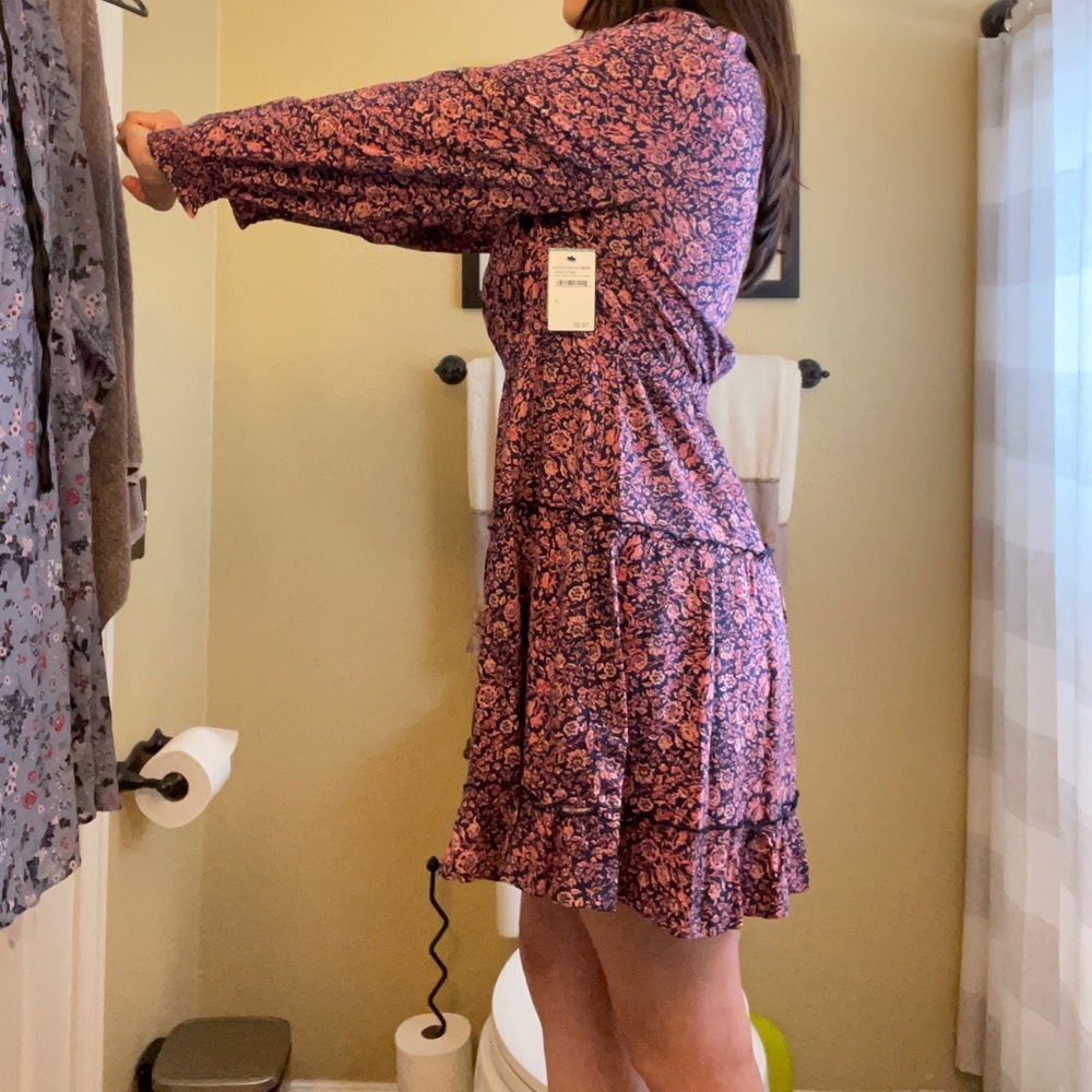 Bohemian style mini dress in navy and pink…